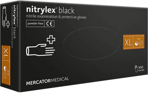 Rękawiczki Medyczne Nitrylowe NITRYLEX Black "XL" 100pcs